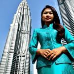 **

A professional woman in a modest kebaya, standing in front of the Petronas Twin Towers in Kuala Lumpur, fully clothed, appropriate attire, safe for work, perfect anatomy, natural proportions, professional photography, high quality.

**